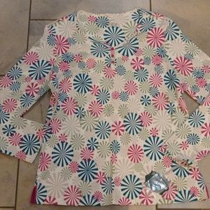 Sleep Sense Colorful Twirl Print Henley Top